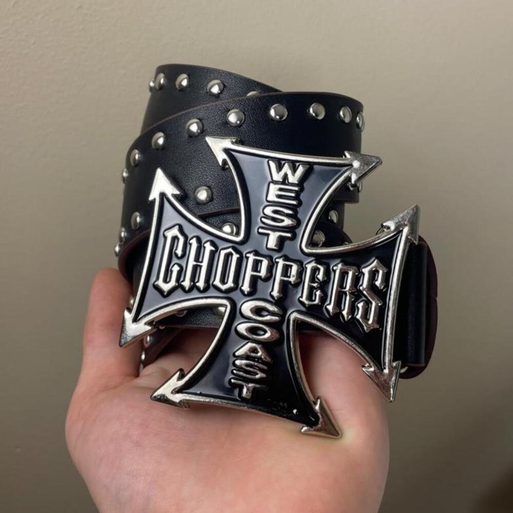 Black Y2K West Coast Choppers leather studded belt